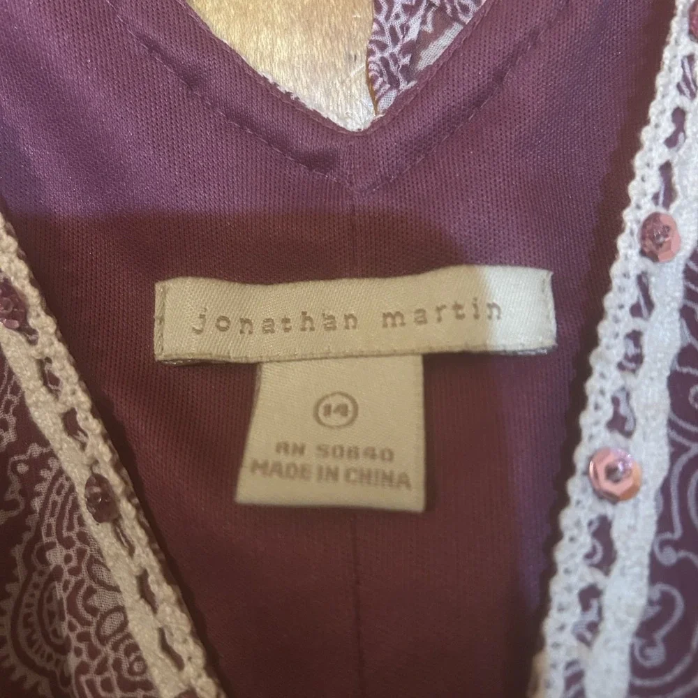 VTG Y2K Jonathan Martin Purple Midi Babydoll Dress Size 14 Crochet Sequin‎ Fairy